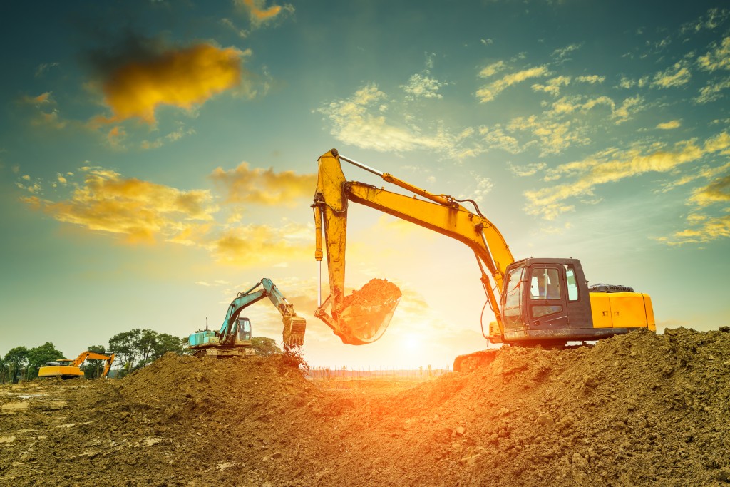 excavators being used on site