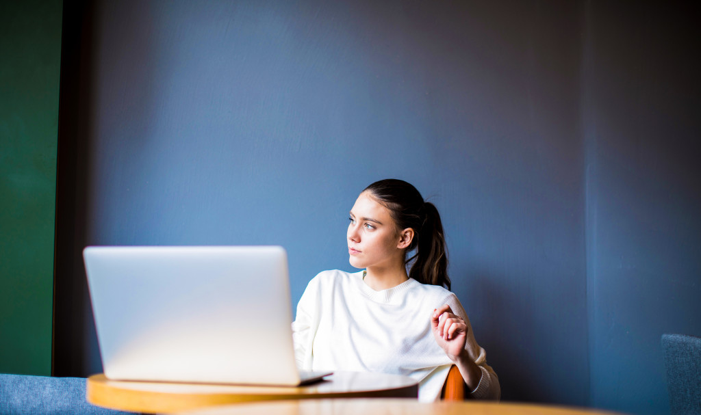 woman working remotely