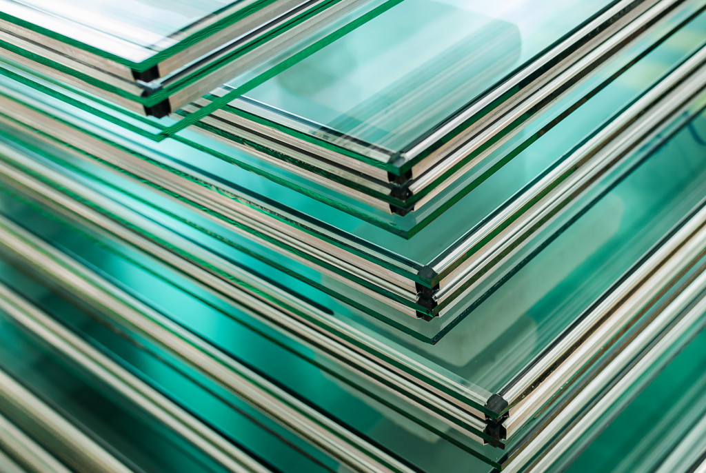 glass stacked