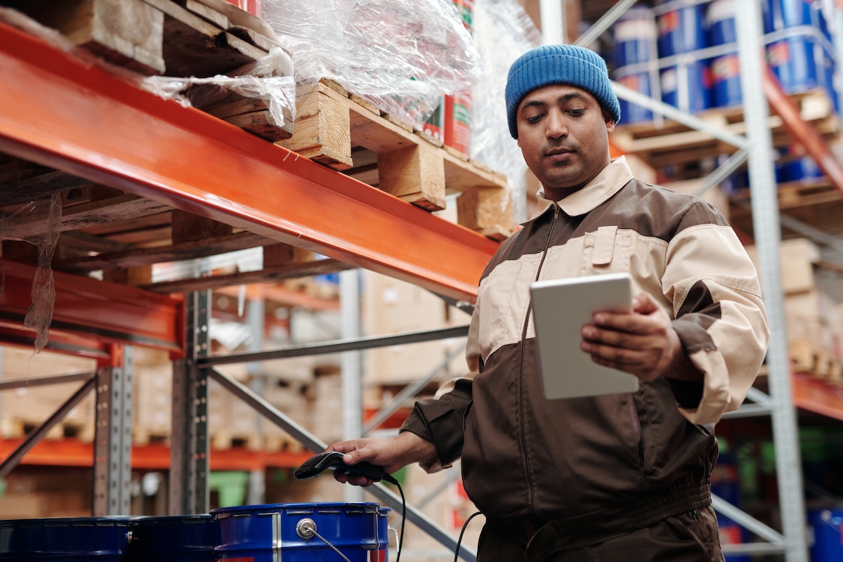 man doing inventory